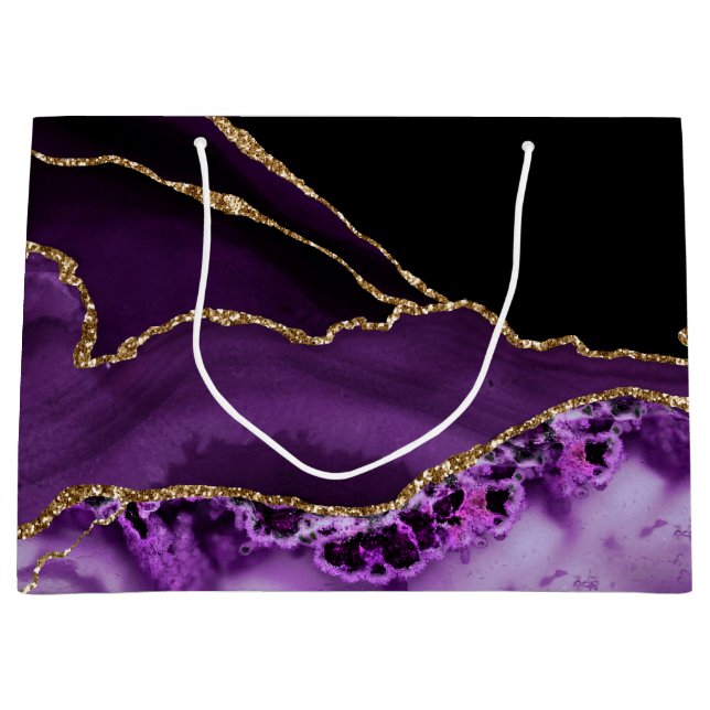 Sacola Para Presentes Grande Bag Gift Gift Dourado Agate Púrpura (Frente)