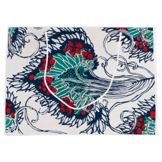 SACOLA PARA PRESENTES GRANDE BAG GIFT IMPRESSÃO FLORAL CHINÊS