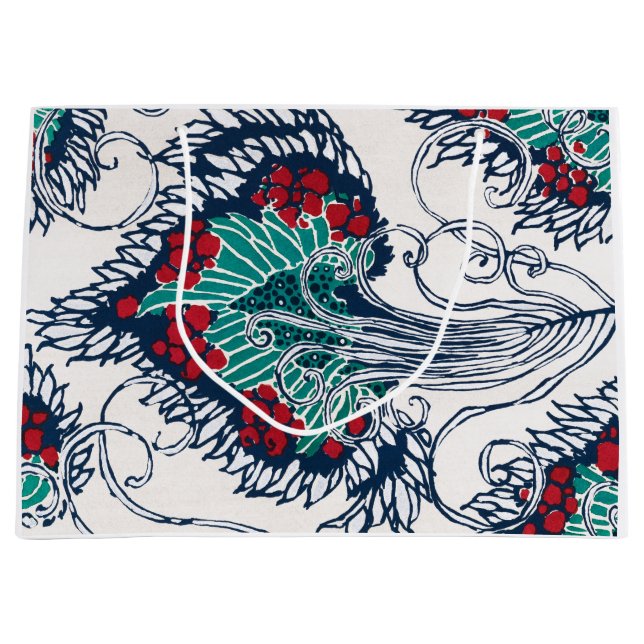 SACOLA PARA PRESENTES GRANDE BAG GIFT IMPRESSÃO FLORAL CHINÊS (Frente)