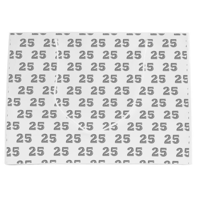 Sacola Para Presentes Grande Bagagens de Presente de Aniversário do 25 Silver (Frente)