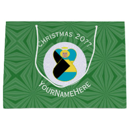 Sacola Para Presentes Grande Bahaman Flag Blonde Angel Christmas Personalizado