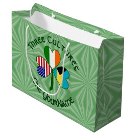Sacola Para Presentes Grande Bahamas - Irlandês Irish American Flag Shamrock pe