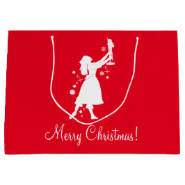 Sacola Para Presentes Grande Bailarina e Nutcracker no Natal