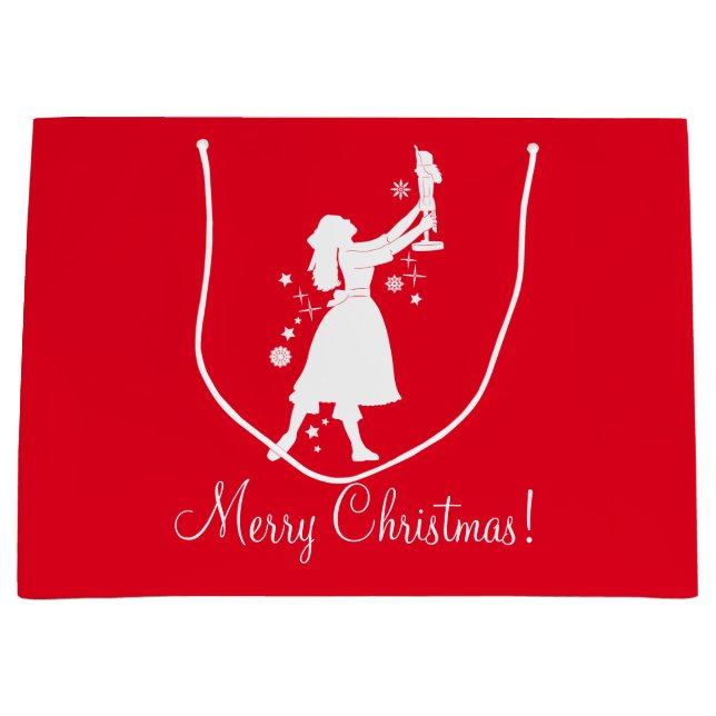 Sacola Para Presentes Grande Bailarina e Nutcracker no Natal (Frente)
