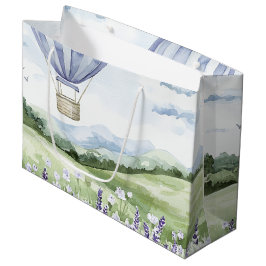 Sacola Para Presentes Grande Balão de Ar Quente Lavanda Floral Chuveiro de Noiv