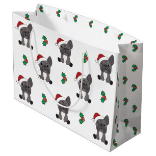 Sacola Para Presentes Grande Balão de Natal Francês - Animais de inverno para n