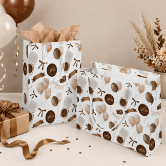 Sacola Para Presentes Grande Balão Marrom Terroso e Bento Cake Aniversário