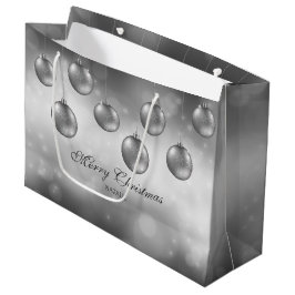 Sacola Para Presentes Grande Balas de Natal de Cinza Prateada com Texto Persona