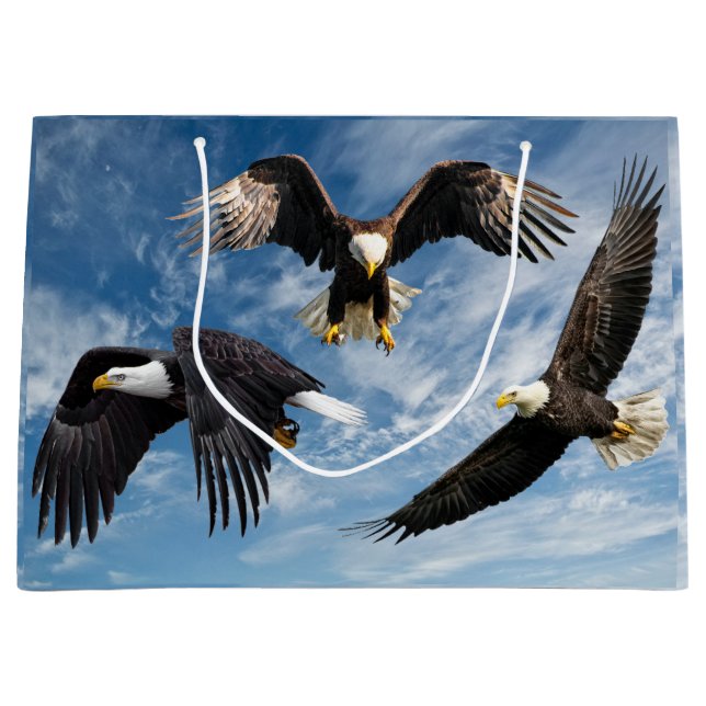Sacola Para Presentes Grande Bald Eagle Soaring (Frente)