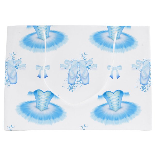 Sacola Para Presentes Grande Balé Azul, Tutu e Calçados Ponteiro (Frente)