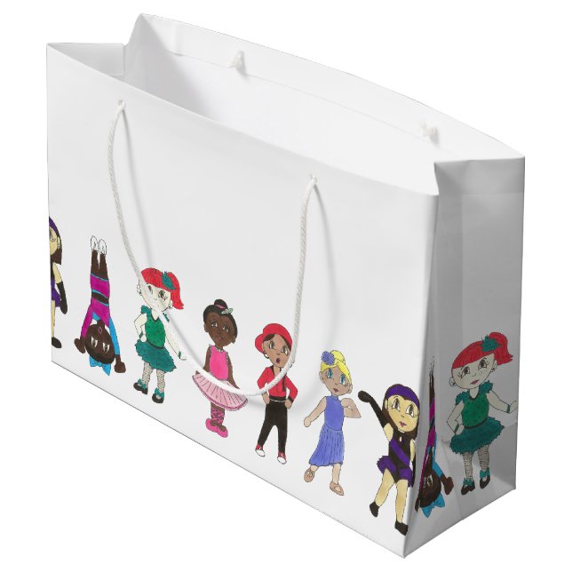 Sacola Para Presentes Grande Balé Tap Jazz Lyrical Girl Dancers Dance Teacher (Verso inclinado)