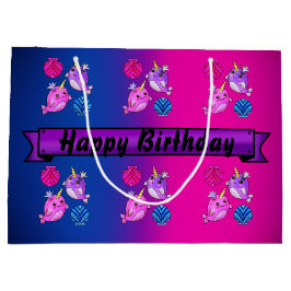 Sacola Para Presentes Grande Baleias bonitas com conchas