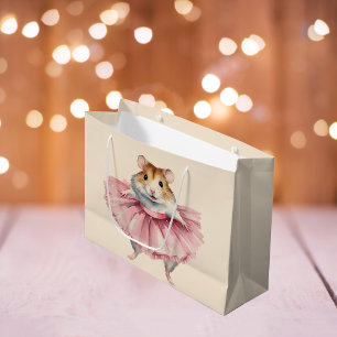 Sacola Para Presentes Grande Ballerina Hamster Girls Aniversário