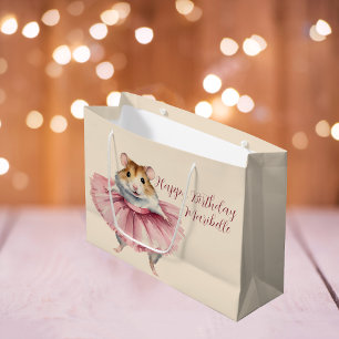 Sacola Para Presentes Grande Ballerina Hamster Girls Personalizadas Aniversário