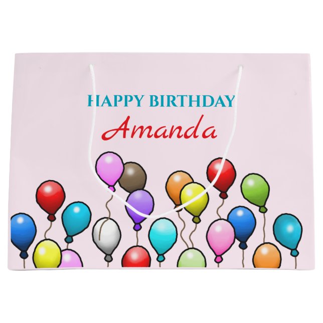 Sacola Para Presentes Grande Balões de Aniversário (Frente)