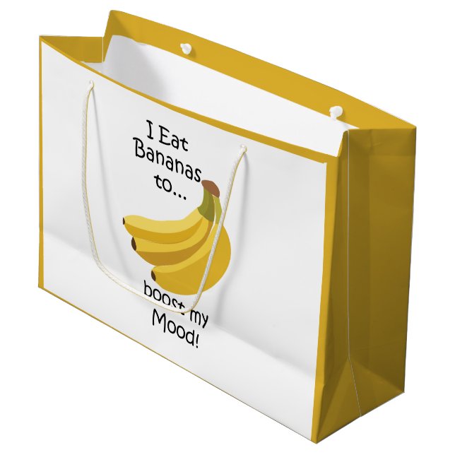 Sacola Para Presentes Grande Banana Tropical Fruit Boost My Mood Funny (Frente inclinada)