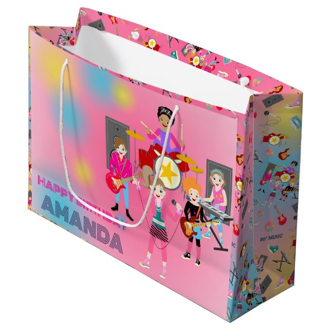 Sacola Para Presentes Grande Banda das garotas de música (Frente inclinada)