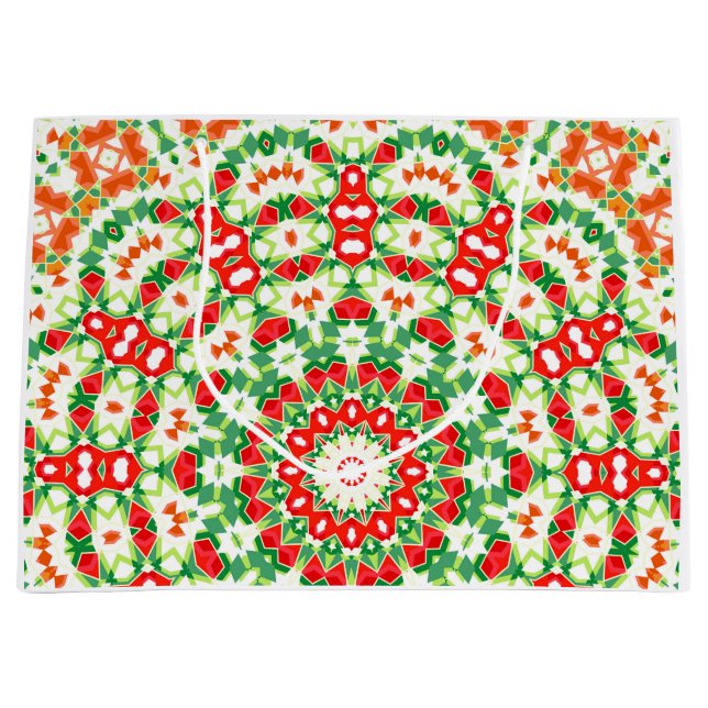 Sacola Para Presentes Grande Bandana Shawl, Moça Verde Laranja Brilhante (Frente)