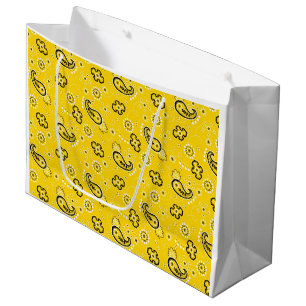 Sacola Para Presentes Grande Bandana Yellow Retro Clássico Moderno Diversão