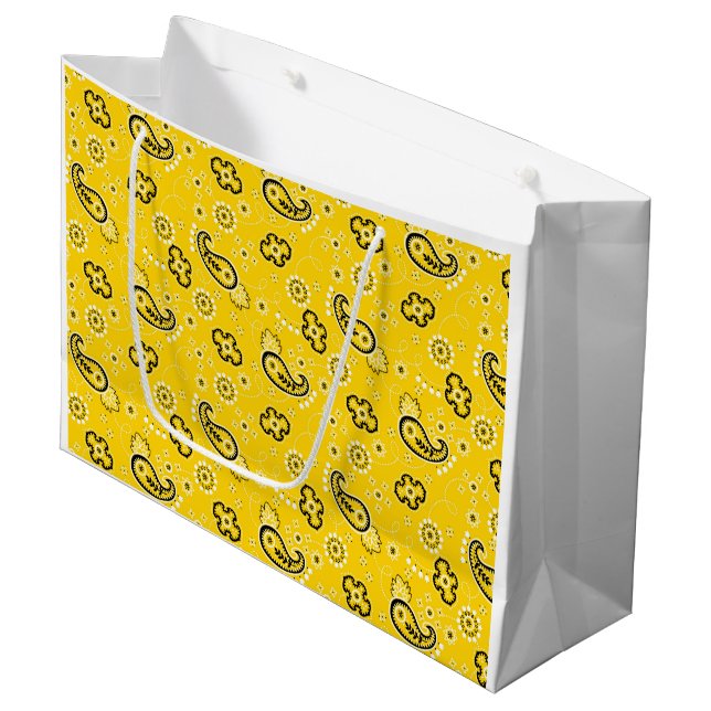 Sacola Para Presentes Grande Bandana Yellow Retro Clássico Moderno Diversão (Frente inclinada)