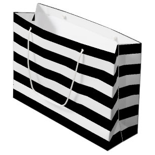 Sacola Para Presentes Grande Bandas brancas e pretas chic