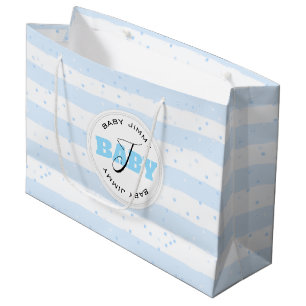 Sacola Para Presentes Grande Bandas de bebê, brancas e azuis