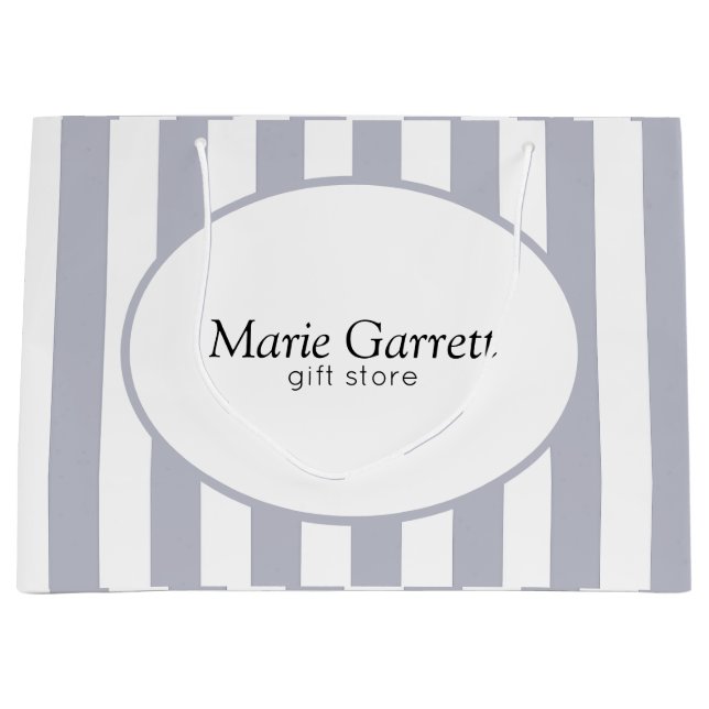 Sacola Para Presentes Grande Bandas de Cinzas Clássicas Personalizadas (Frente)