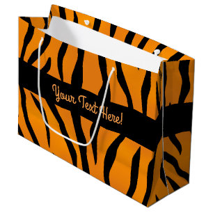 Sacola Para Presentes Grande Bandas de Tigre Personalizadas em Monograma