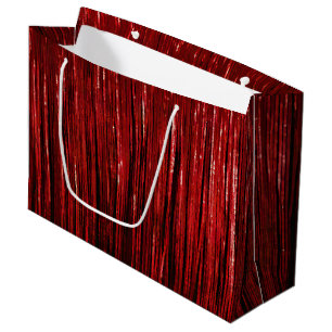 Sacola Para Presentes Grande Bandas de Tinsel com Grelha Vermelha