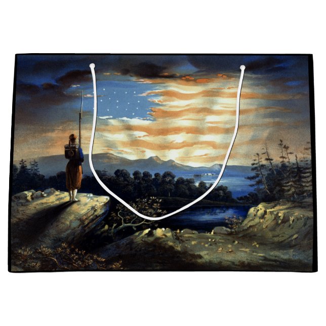 Sacola Para Presentes Grande Bandeira Americana Celestial no Céu, Guerra Civil  (Frente)