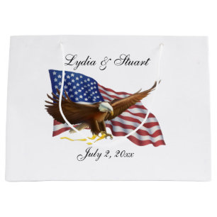 Sacola Para Presentes Grande Bandeira Americana e Casamento de Águia