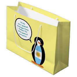 Sacola Para Presentes Grande Bandeira argentina falando Sra. Penguin personaliz