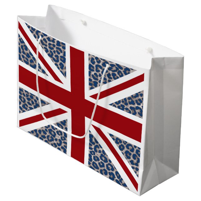 Sacola Para Presentes Grande Bandeira britânica de Union Jack com impressão (Frente inclinada)
