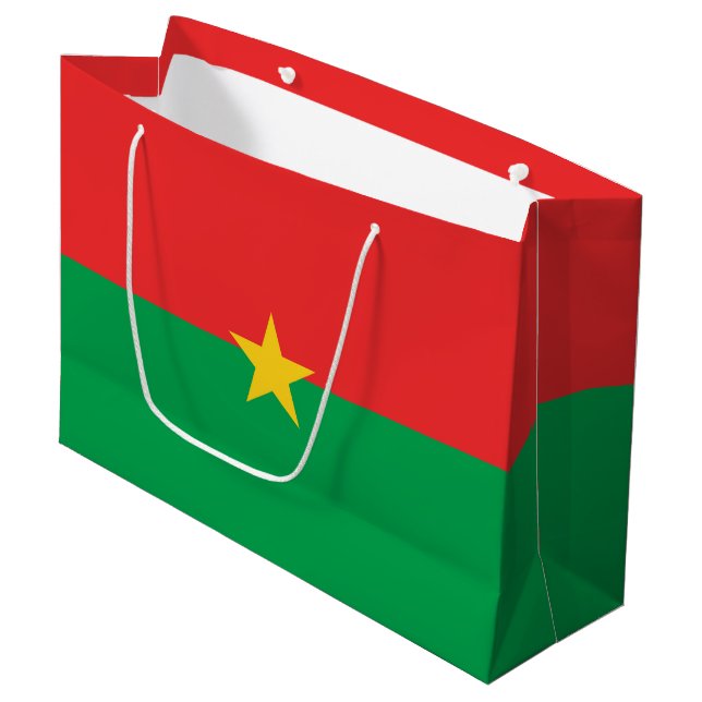 Sacola Para Presentes Grande Bandeira Burkina Faso (Frente inclinada)
