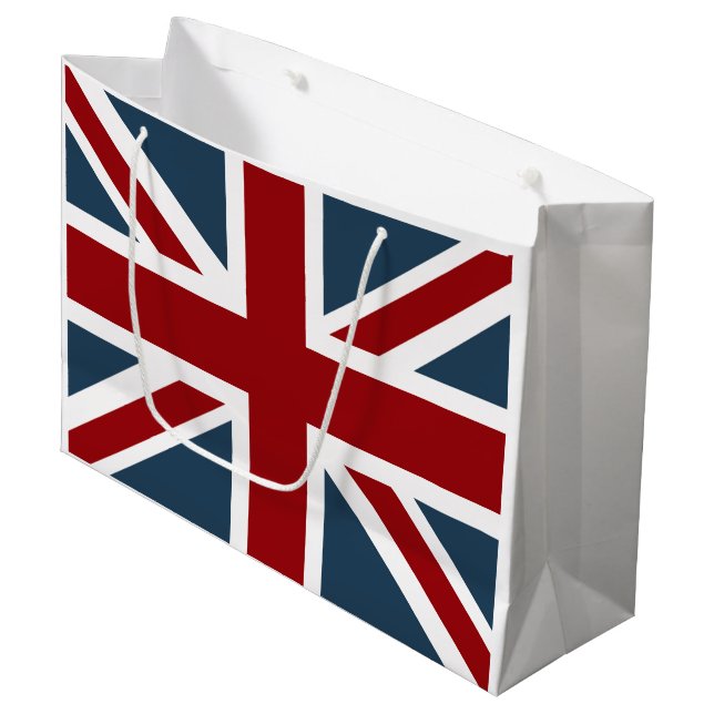 Sacola Para Presentes Grande Bandeira clássica de Union Jack personalizada (Frente inclinada)