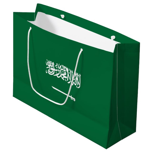 Sacola Para Presentes Grande Bandeira da Arábia Saudita (Frente inclinada)