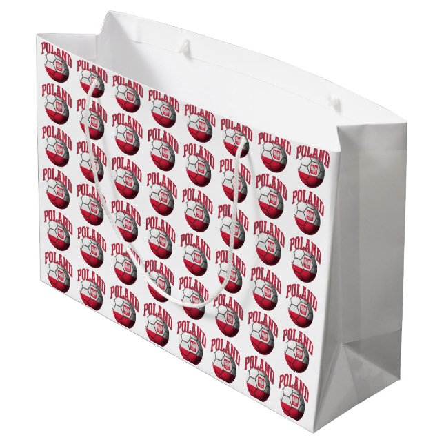 Sacola Para Presentes Grande Bandeira da bola de futebol do Polônia (Verso inclinado)