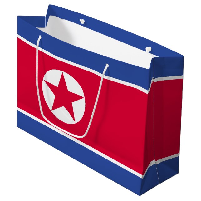 Sacola Para Presentes Grande Bandeira da Coreia do Norte (Frente inclinada)