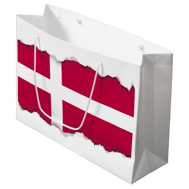 Sacola Para Presentes Grande Bandeira da Dinamarca (Frente inclinada)