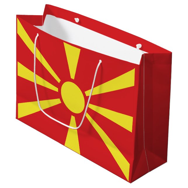 Sacola Para Presentes Grande Bandeira da Macedônia do Norte (Frente inclinada)