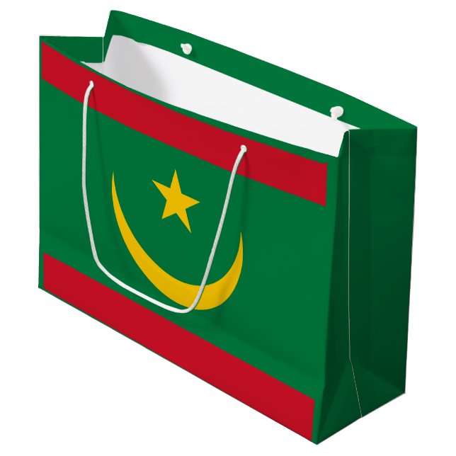 Sacola Para Presentes Grande Bandeira da Mauritânia (Frente inclinada)