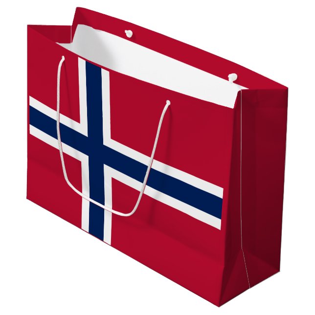 Sacola Para Presentes Grande Bandeira da Noruega (Frente inclinada)