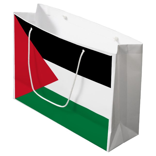 Sacola Para Presentes Grande Bandeira da Palestina (Frente inclinada)