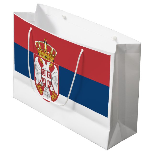 Sacola Para Presentes Grande Bandeira da Sérvia (Frente inclinada)
