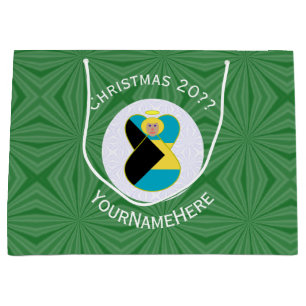 Sacola Para Presentes Grande Bandeira das Bahamas Loira Anjo Natal Personalizad