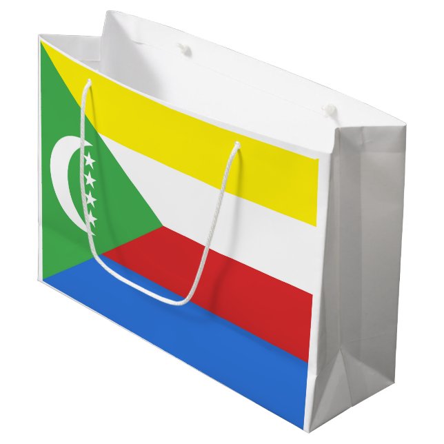 Sacola Para Presentes Grande Bandeira das Comores (Frente inclinada)