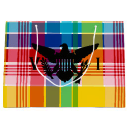 Sacola Para Presentes Grande Bandeira das Ilhas Virgens dos EUA (Negra), Madras