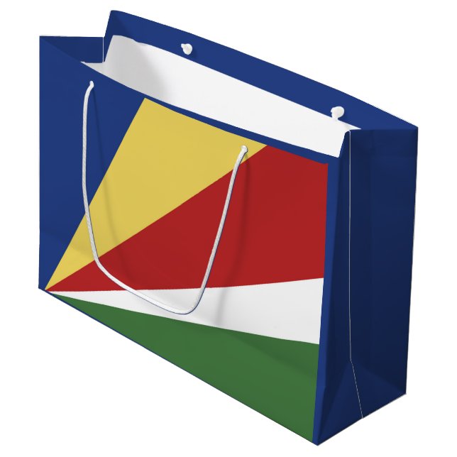 Sacola Para Presentes Grande Bandeira das Seychelles (Frente inclinada)