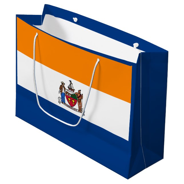 Sacola Para Presentes Grande Bandeira de Albany, Nova Iorque (Frente inclinada)
