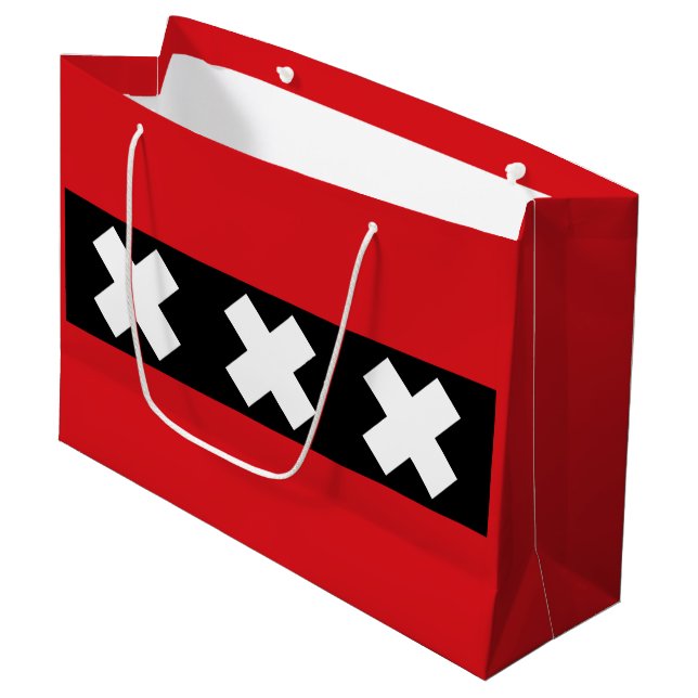 Sacola Para Presentes Grande Bandeira de Amesterdã, Países Baixos (Frente inclinada)